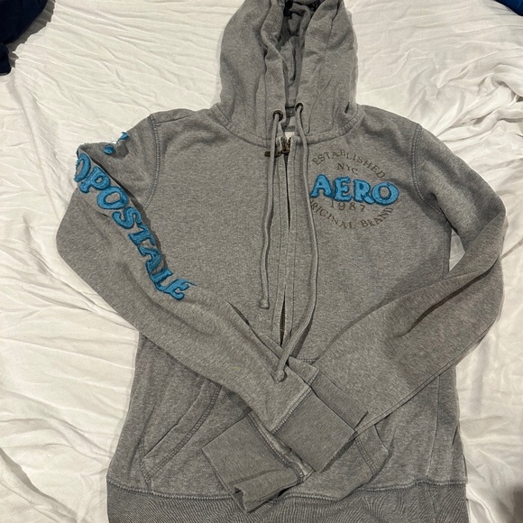 Aeropostale Retro Vintage Y2k Gray Zip-Up Hoodie - XS - Picture 1 of 3